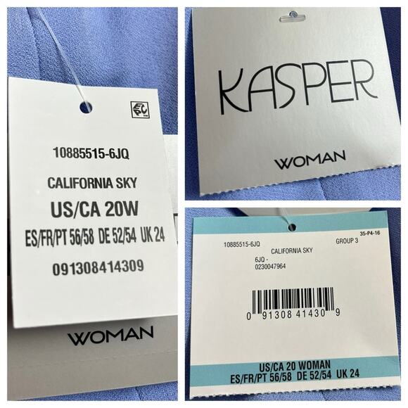 Kasper New Dress Pants Straight Leg Flat Front Sky Blue Women’s Plus Size 20W - Picture 8 of 10